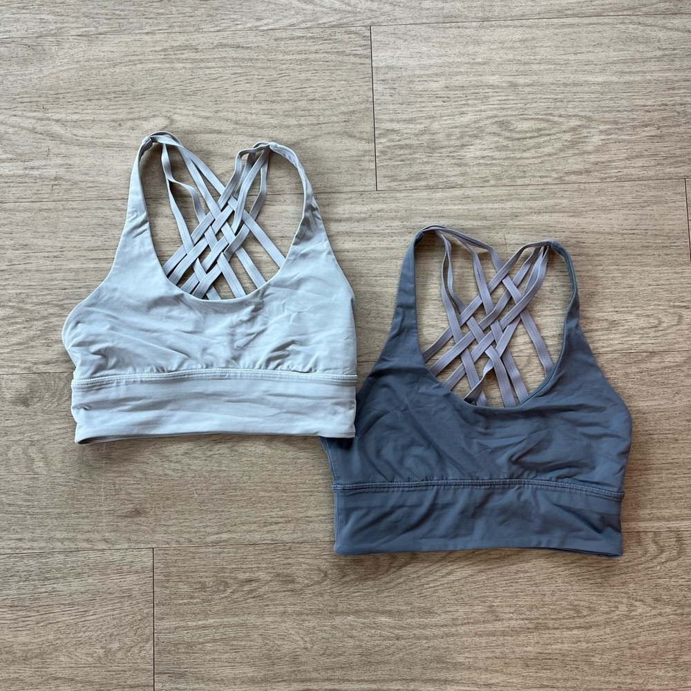 Set of Two lululemon sports bras in Gray and Light Gray